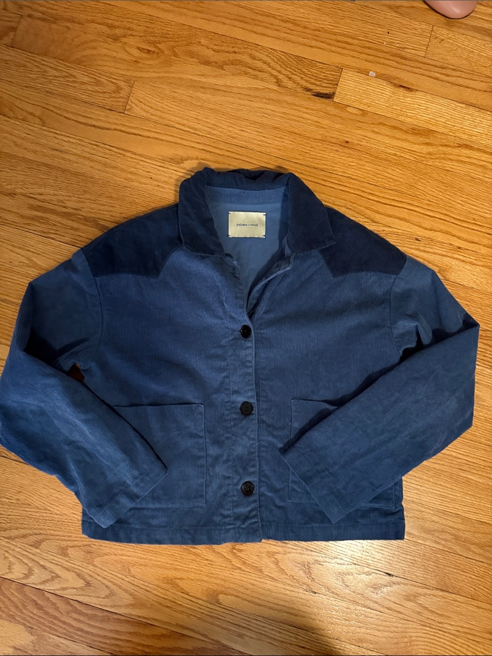 Paloma Wool Blue Corduroy Patch-Shoulder Jacket